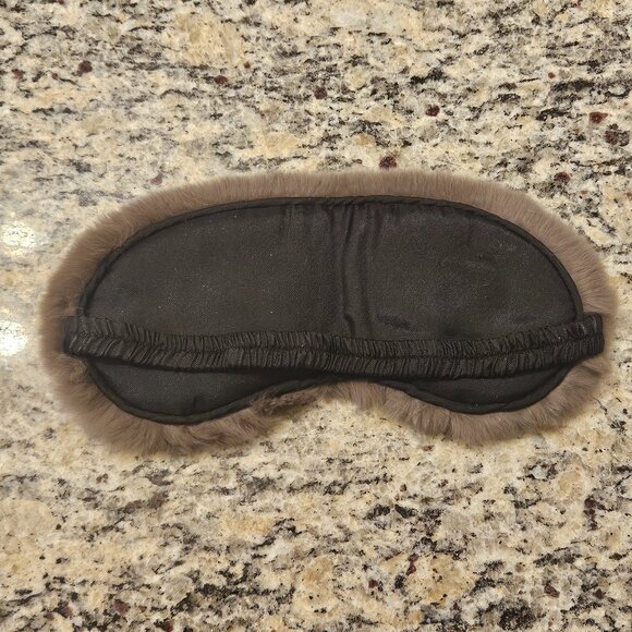 RARE YVES SALOMON GRAY GREY SILK LINED RABBIT FUR EYE FACE SLEEP MASK PROTECTOR - Picture 6 of 10